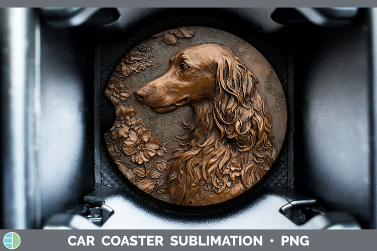 Dogs 05 Copper Relief Afghan Hound Car Coaster Sublimation