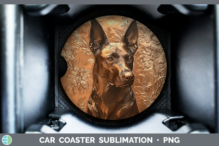 Dogs 05 Copper Relief Belgian Malinois Car Coaster Sublimati