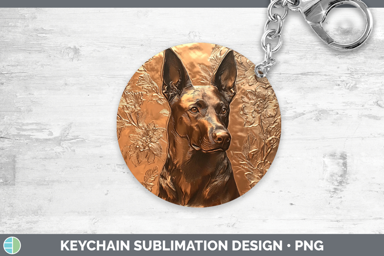 Dogs 05 Copper Relief Belgian Malinois Keychain Sublimation