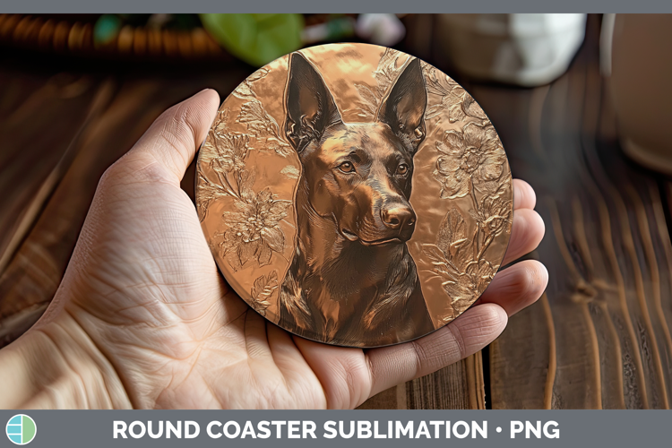 Dogs 05 Copper Relief Belgian Malinois Round Coaster Sublima