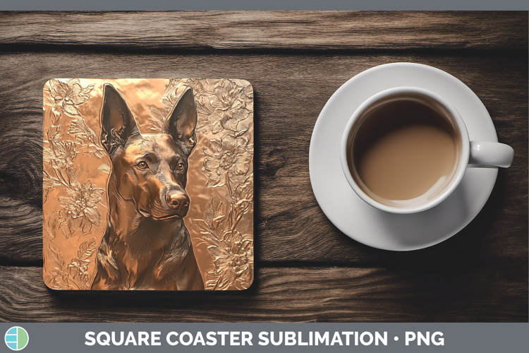 Dogs 05 Copper Relief Belgian Malinois Square Coaster Sublim