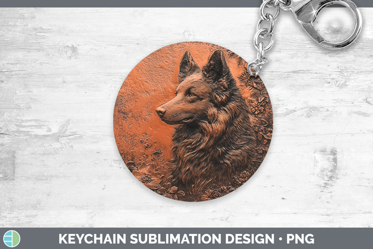 Dogs 05 Copper Relief Belgian Sheepdog Keychain Sublimation