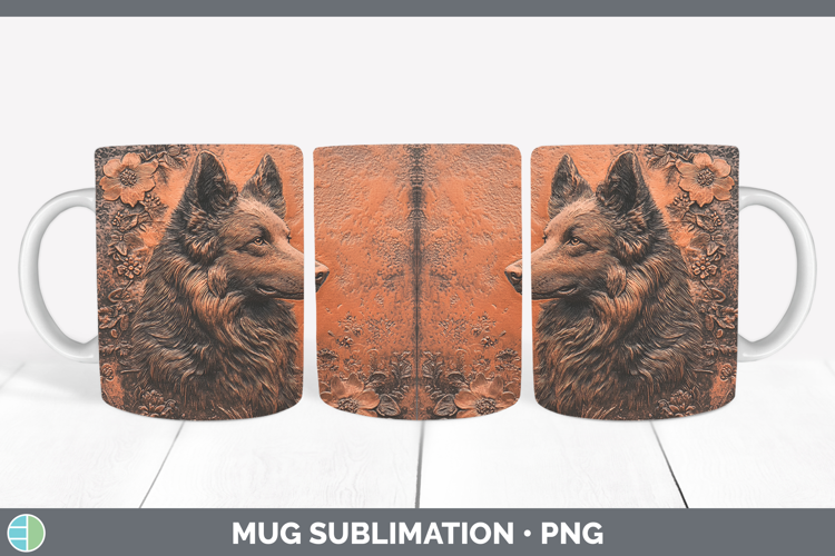 Dogs 05 Copper Relief Belgian Sheepdog Mug Wrap Sublimation