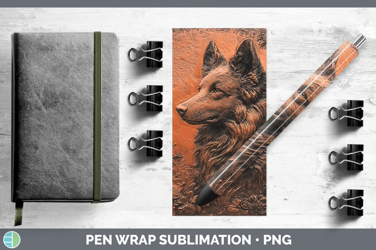 Dogs 05 Copper Relief Belgian Sheepdog Pen Wrap Sublimation