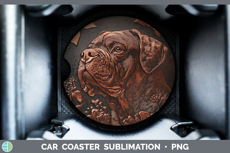 Dogs 05 Copper Relief Bordeaux Mastiff Car Coaster Sublimati