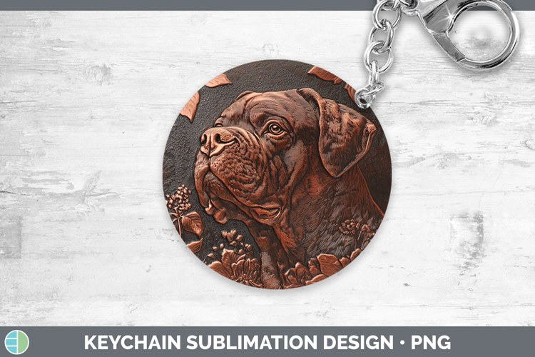 Dogs 05 Copper Relief Bordeaux Mastiff Keychain Sublimation
