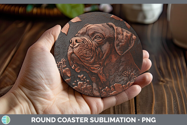 GorgeousDogs 05 Copper Relief Round Coaster design.