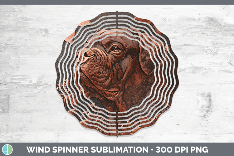 Dogs 05 Copper Relief Bordeaux Mastiff Wind Spinner Sublimat