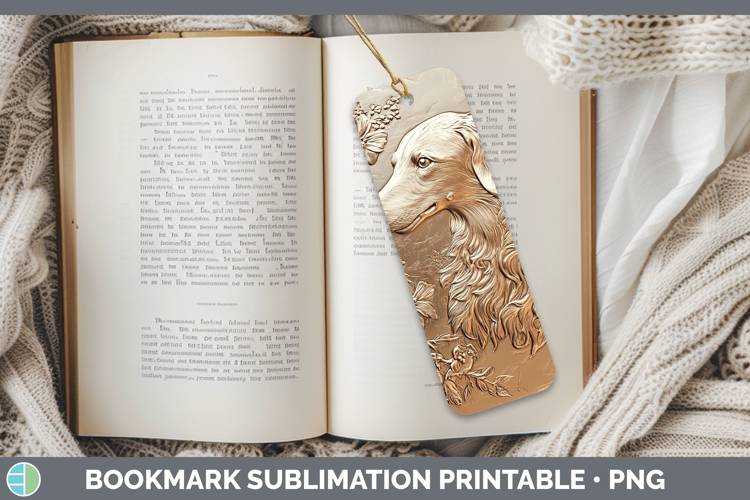 Dogs 05 Copper Relief Borzoi Bookmark Sublimation Printable
