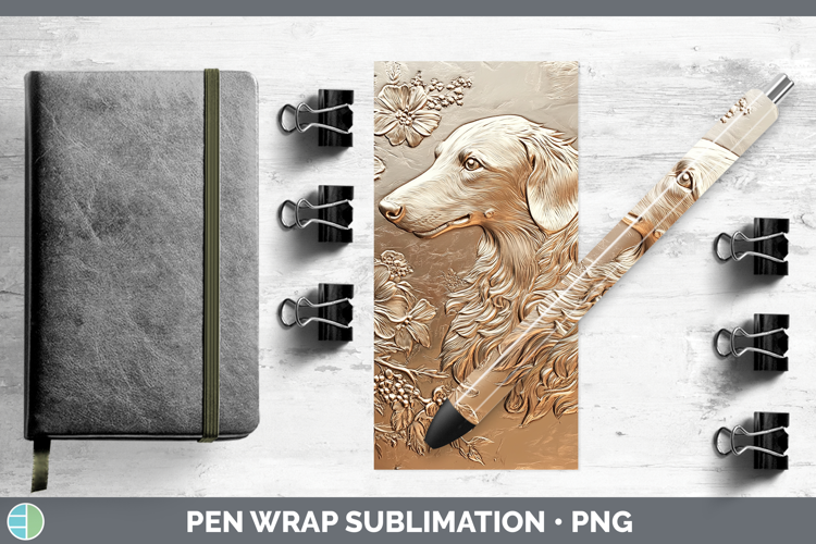 Dogs 05 Copper Relief Borzoi Pen Wrap Sublimation Pen Design