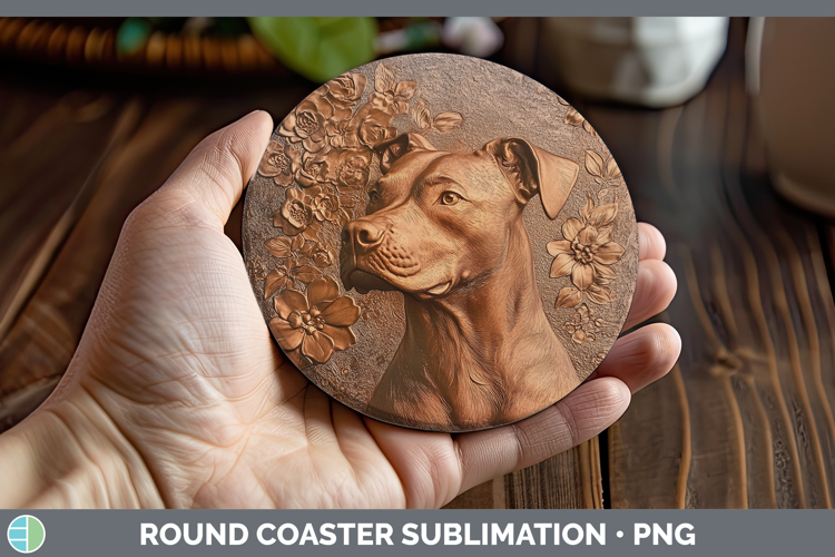 Dogs 05 Copper Relief Dogo Argentino Round Coaster Sublimati