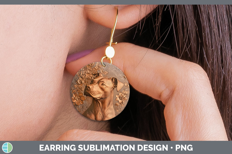 Dogs 05 Copper Relief Dogo Argentino Round Earrings Sublimat