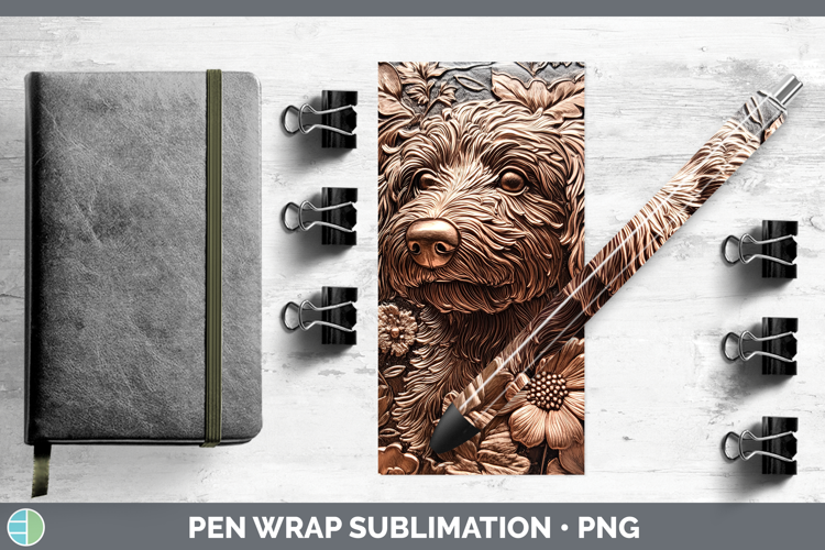 Dogs 05 Copper Relief Double Doodle Pen Wrap Sublimation Pen