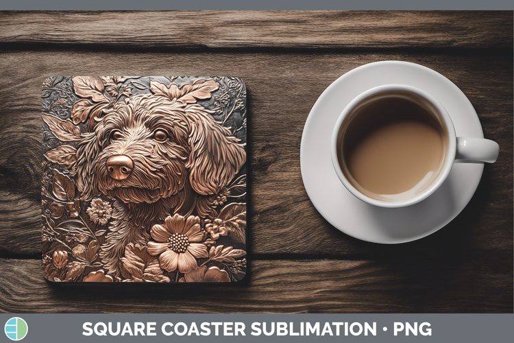 Dogs 05 Copper Relief Double Doodle Square Coaster Sublimati