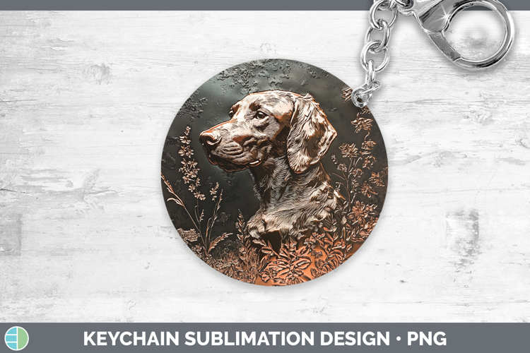 Dogs 05 Copper Relief English Setter Black and White Keychai