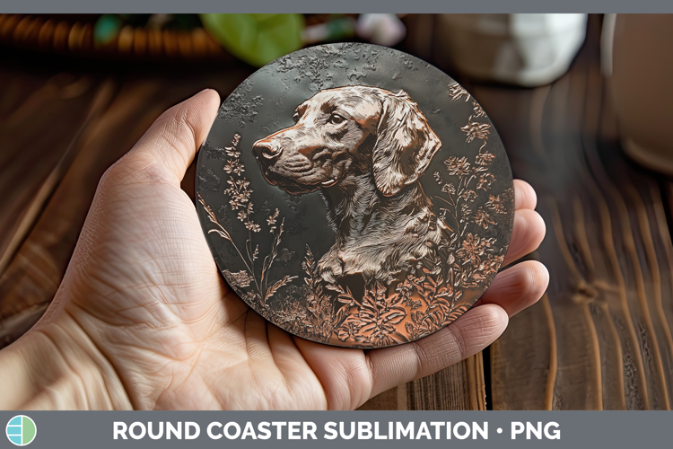 Dogs 05 Copper Relief English Setter Black and White Round C