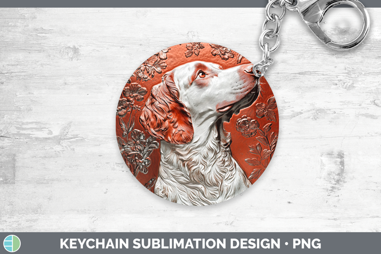 Dogs 05 Copper Relief English Setter Red and White Keychain