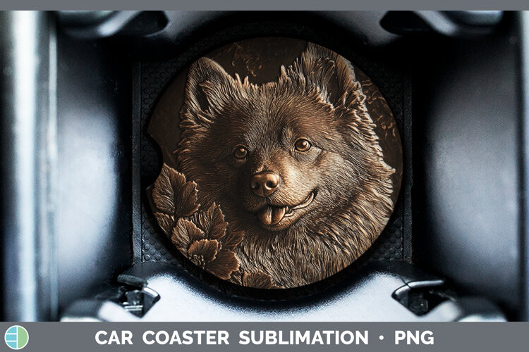 GorgeousDogs 05 Copper Relief Car Coaster design.