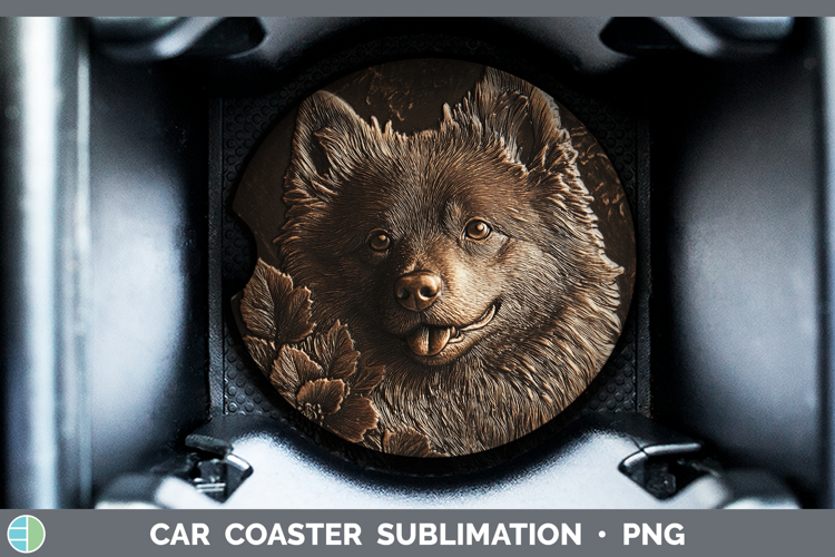 Dogs 05 Copper Relief Finnish Lapphund Car Coaster Sublimati