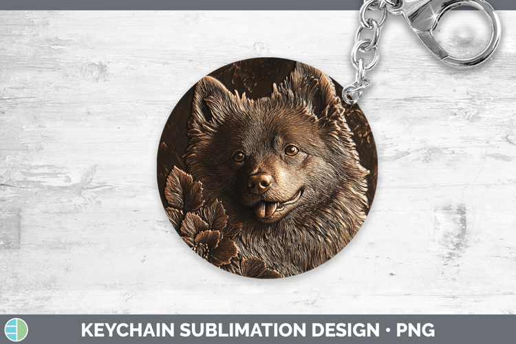 Dogs 05 Copper Relief Finnish Lapphund Keychain Sublimation