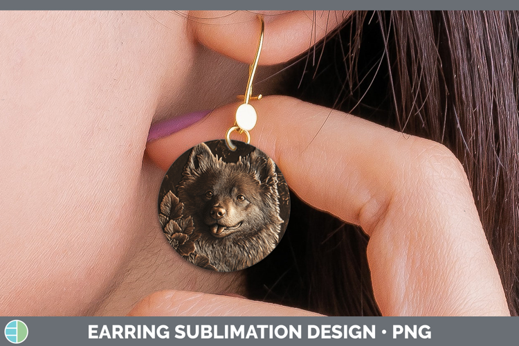 Dogs 05 Copper Relief Finnish Lapphund Round Earrings Sublim