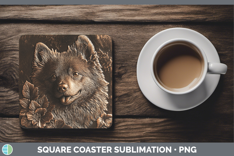 Dogs 05 Copper Relief Finnish Lapphund Square Coaster Sublim