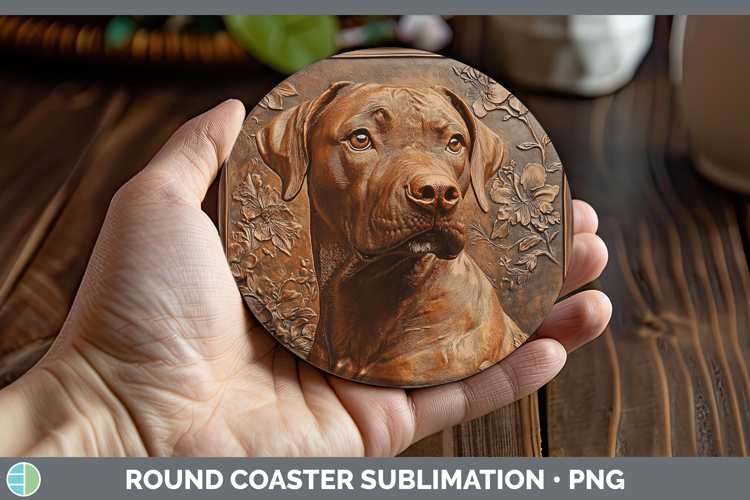 Dogs 05 Copper Relief Podenu Canario Round Coaster Sublimati