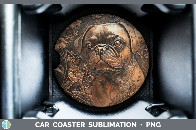 Dogs 05 Copper Relief Puggle Car Coaster Sublimation Design