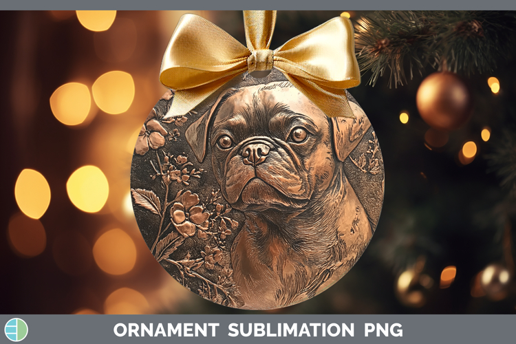 Dogs 05 Copper Relief Puggle Ornament Sublimation Bauble Des