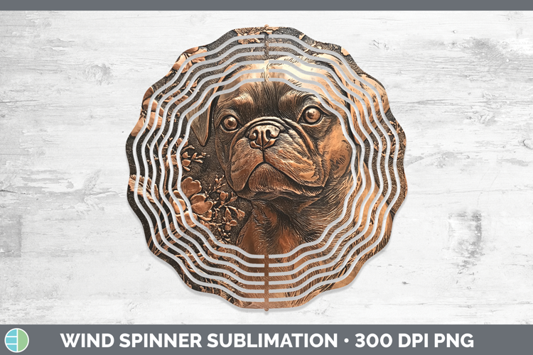 Dogs 05 Copper Relief Puggle Wind Spinner Sublimation Spinne