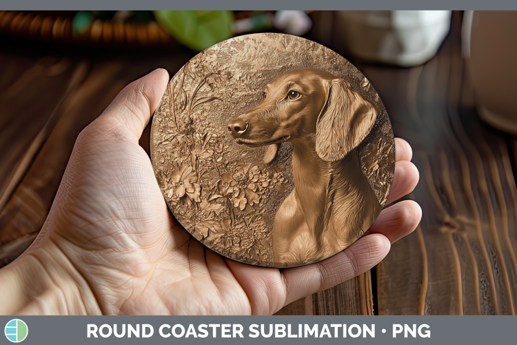 Dogs 05 Copper Relief Saluki Round Coaster Sublimation Coast