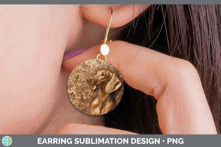 Dogs 05 Copper Relief Saluki Round Earrings Sublimation Earr