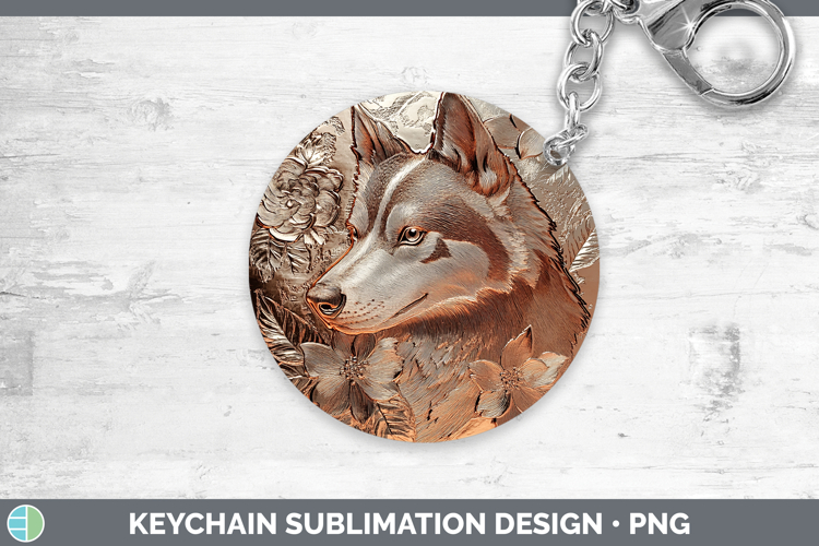 Dogs 05 Copper Relief Siberian Husky Keychain Sublimation Ke