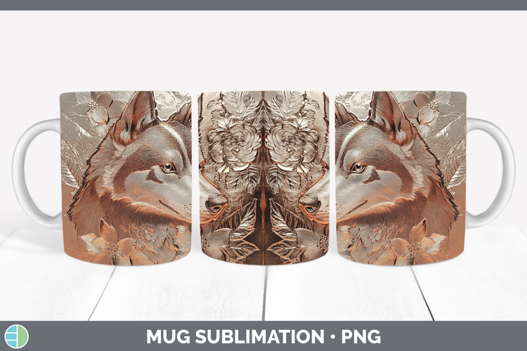 Dogs 05 Copper Relief Siberian Husky Mug Wrap Sublimation Co
