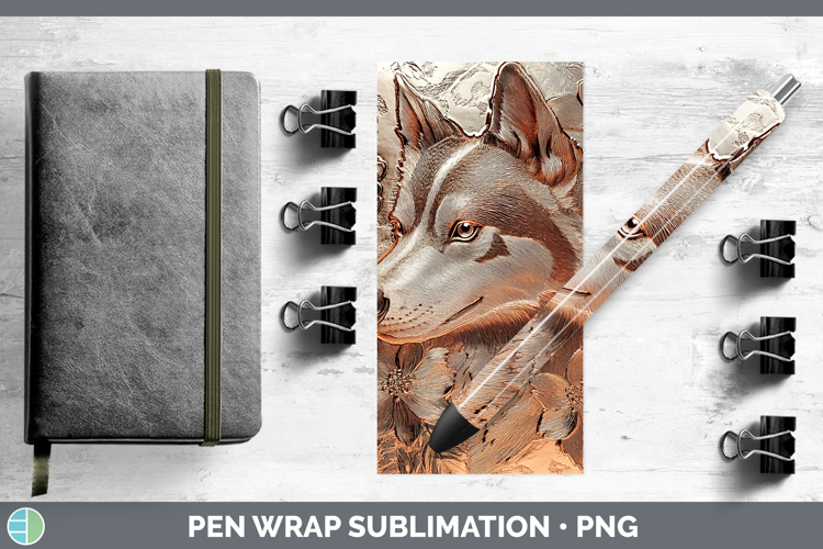 Dogs 05 Copper Relief Siberian Husky Pen Wrap Sublimation Pe