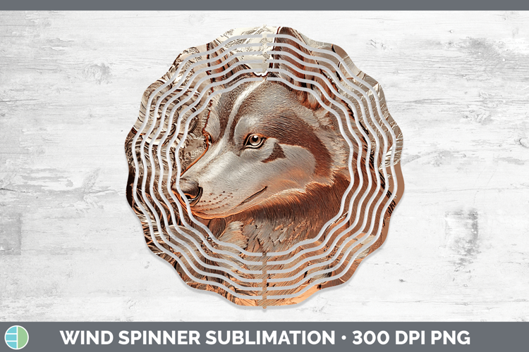 Dogs 05 Copper Relief Siberian Husky Wind Spinner Sublimatio