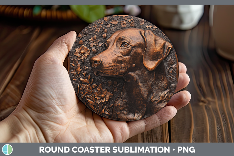 Dogs 05 Copper Relief Warren Hound Round Coaster Sublimation