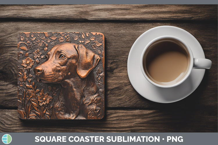 Dogs 05 Copper Relief Warren Hound Square Coaster Sublimatio