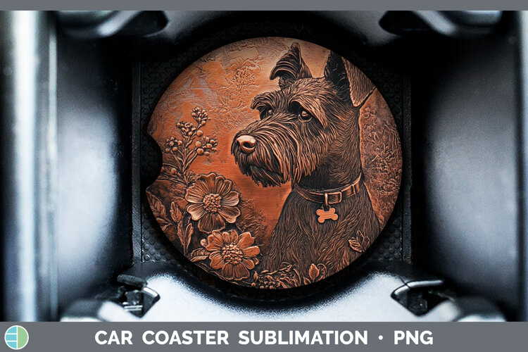GorgeousDogs 05 Copper Relief Car Coaster design.