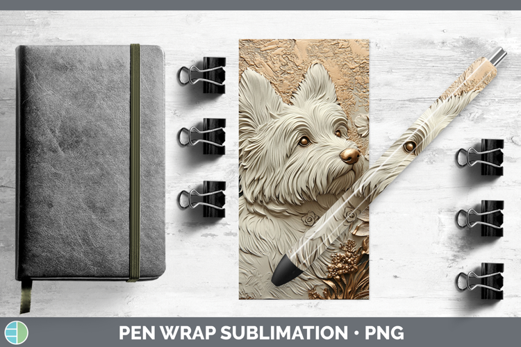 Dogs 05 Copper Relief White Highland Terrier Pen Wrap Sublim