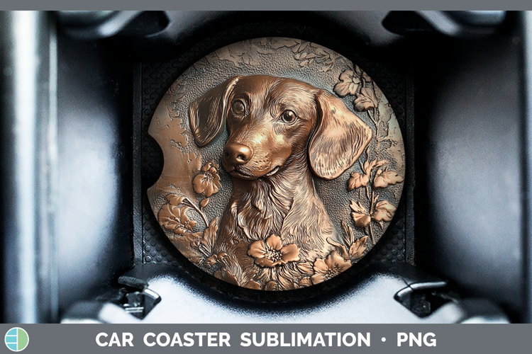 Dogs 05 Copper Relief Wire Haired Dachshund Car Coaster Subl