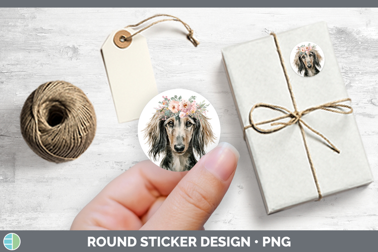 Afghan Hound Dogs 05 Floral Crown Stickers Design