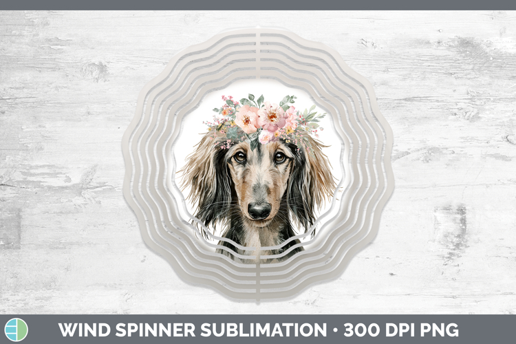 Afghan Hound Dogs 05 Floral Crown Wind Spinner Sublimation D