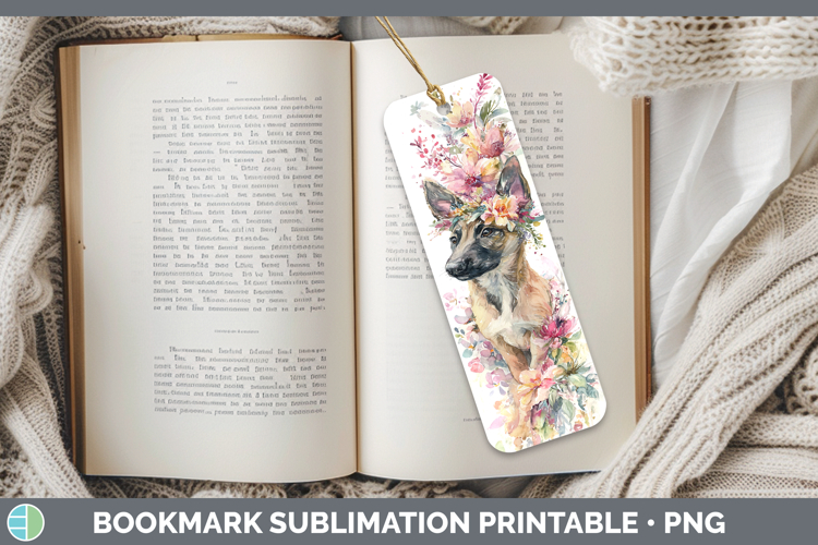 Belgian Malinois Dogs 05 Floral Crown Bookmark Sublimation D