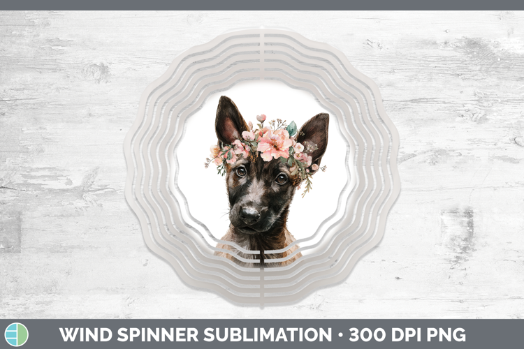 Belgian Malinois Dogs 05 Floral Crown Wind Spinner Sublimati
