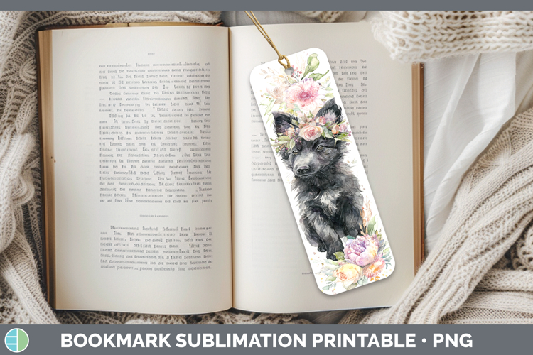 Belgian Sheepdog Dogs 05 Floral Crown Bookmark Sublimation D