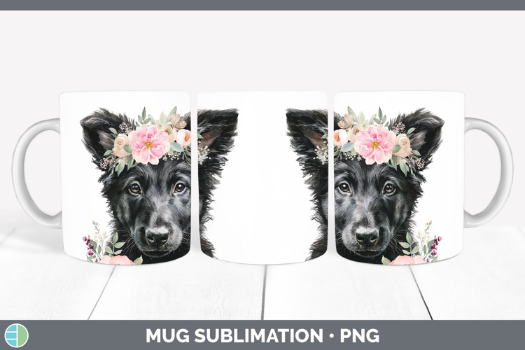 Belgian Sheepdog Dogs 05 Floral Crown Mug Wrap Sublimation D