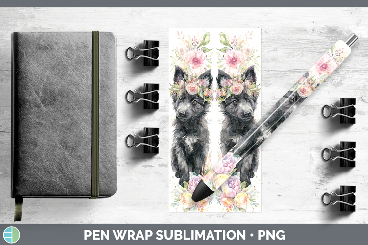 Belgian Sheepdog Dogs 05 Floral Crown Pen Wrap Sublimation D
