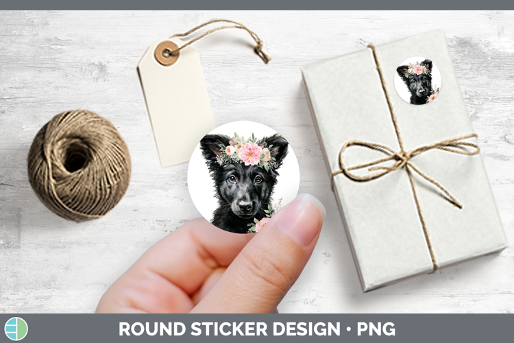 Belgian Sheepdog Dogs 05 Floral Crown Stickers Design
