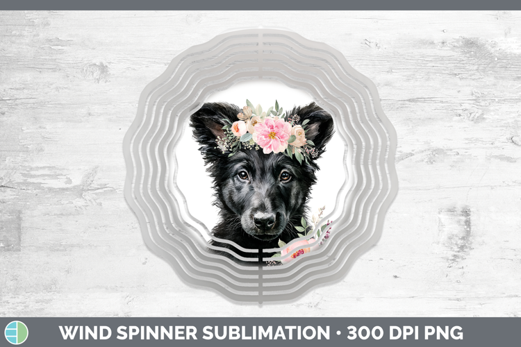 Belgian Sheepdog Dogs 05 Floral Crown Wind Spinner Sublimati
